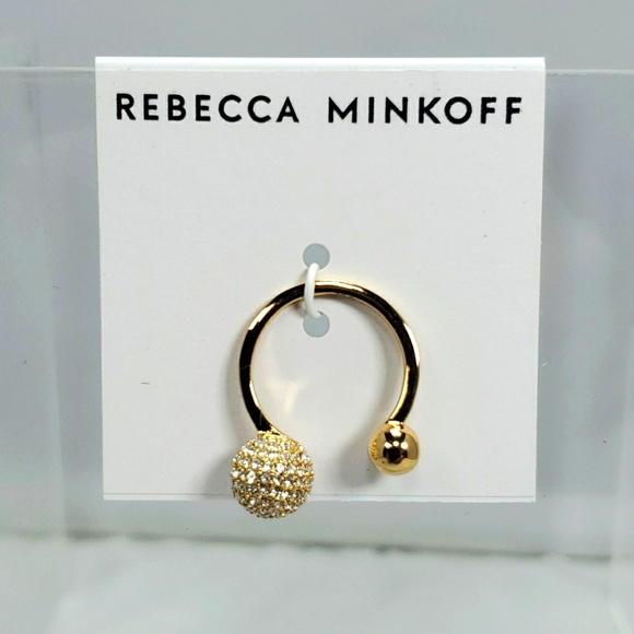 Rebecca minkoff gold ring with rhinestone ball - Picture 1 of 3